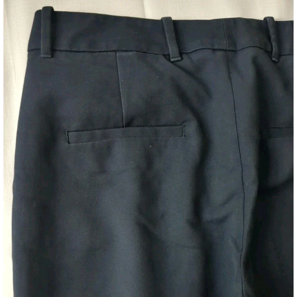 Zara Women Pants Medium Casual Flat Front Belt Loops Zip Chino Pkts Navy Blue M
